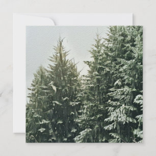 Tarjeta Pequeña Árboles de pino Monograma de Navidad fieltro ecrú