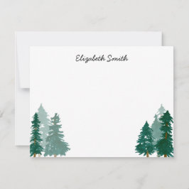 Tarjeta Pequeña Árboles forestales de bosques rústicos acuarela mo