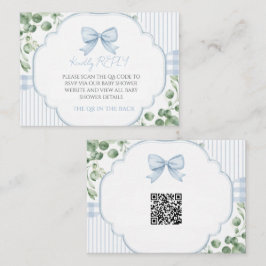 Tarjeta Pequeña Arco azul de Gingham Verde Código QR RSVP