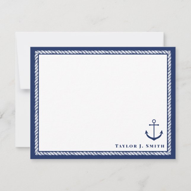 Tarjeta Pequeña Arco de Anclaje Náutico Blanco y Naval Personaliza (Anverso)