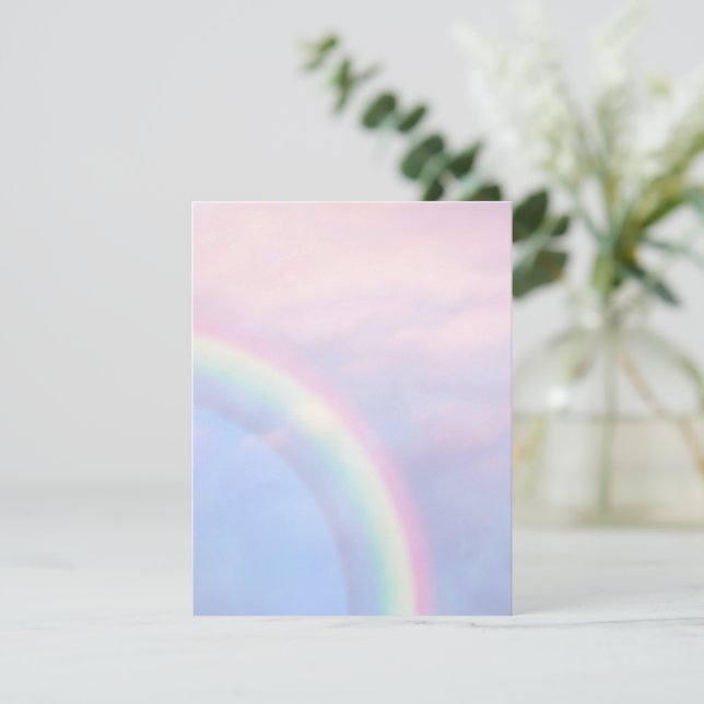 Tarjeta Pequeña Arcoiris de esperanza - pastel, (Anverso de pie)