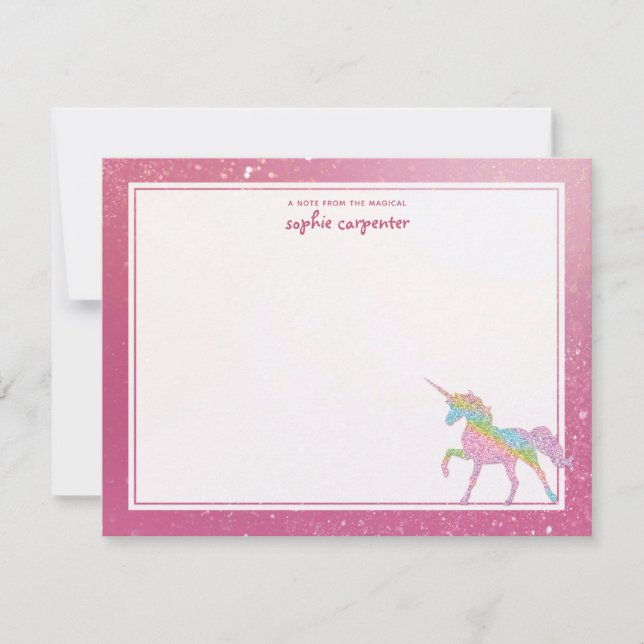 Tarjeta Pequeña Arcoíris de Unicornio Personalizado para Niños (Anverso)