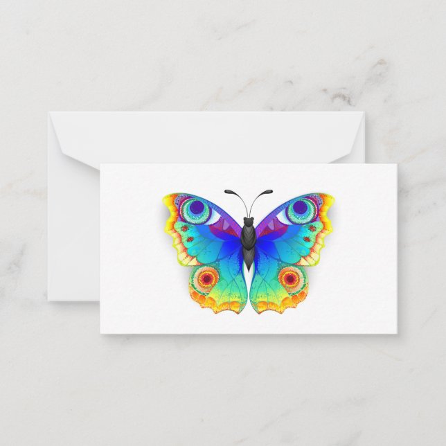 Tarjeta Pequeña Arcoiris mariposa Peacock Eye (Anverso)