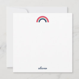 Tarjeta Pequeña Arcoíris  Nombre Personalizado Moderno en Azul Scr