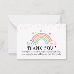 Tarjeta Pequeña Arcoíris Pastel con Nubes Sonrientes Gracias