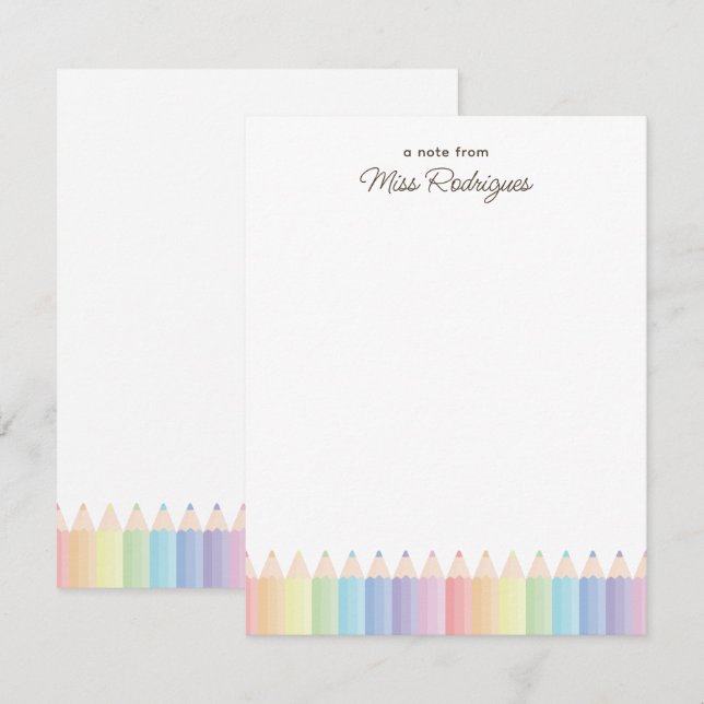 Tarjeta Pequeña Arcoíris Pastel de Agradecimiento a Maestros Perso (Anverso / Reverso)