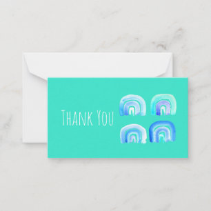 Tarjeta Pequeña Arcoiris retro Blue Pastel