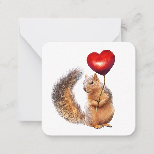 Tarjeta Pequeña Ardilla con corazón mini (Anverso)