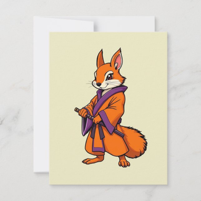 Tarjeta Pequeña Ardilla de Samurai japonesa (Anverso)