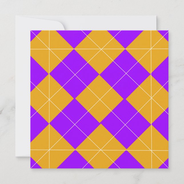Tarjeta Pequeña Argyle morado y Naranja (Anverso)