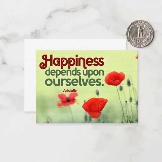 Tarjeta Pequeña Aristóteles cita Inspiradora "Felicidad" (Anverso/Reverso In Situ)