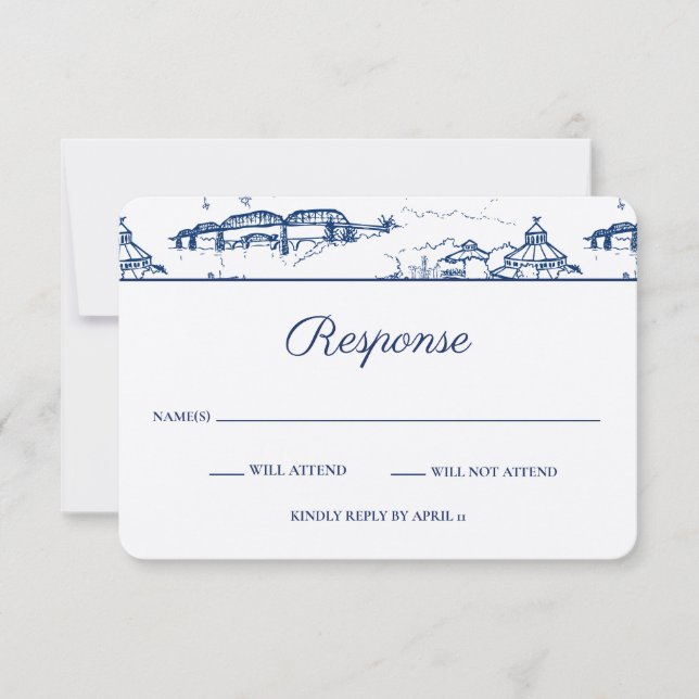 Tarjeta Pequeña Armada de tela de Chattanooga y RSVP blanca (Anverso)