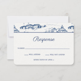 Tarjeta Pequeña Armada de tela de Chattanooga y RSVP blanca