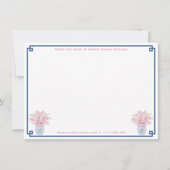 Tarjeta Pequeña Armada Preppy Y Ducha Bridal Personalizada Rosa (Anverso)