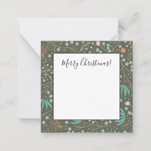 Tarjeta Pequeña Arreglo Floral Navideño Colorido Hecho a Mano