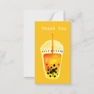 Tarjeta Pequeña Arte acuarela de boba de té de burbujas