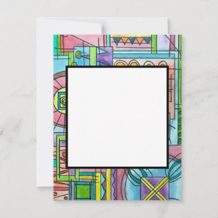 Tarjeta Pequeña Arte acuático pintado a la mano de los juegos