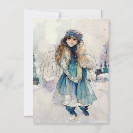 Tarjeta Pequeña Arte Ángel de la acuarela del espíritu del inviern
