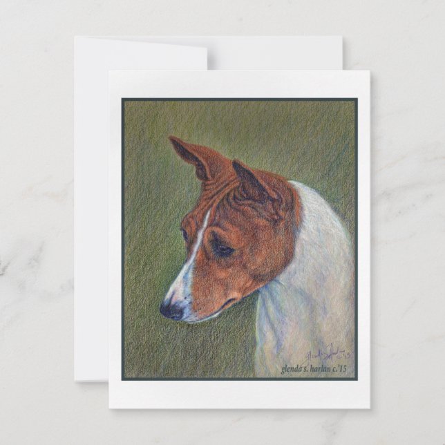 Tarjeta Pequeña Arte Basenji rojo y blanco (Anverso)