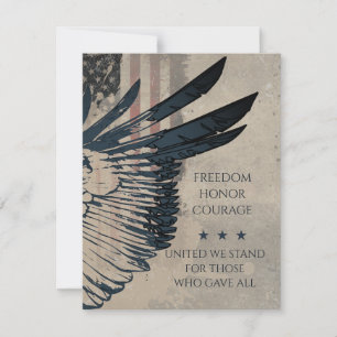 Tarjeta Pequeña Arte de Águila Patriótica Grunge Unidos Somos Más