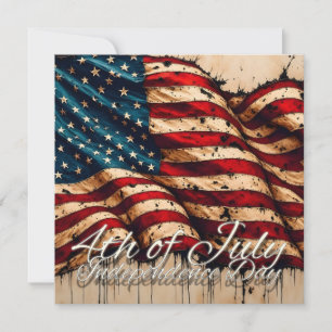 Tarjeta Pequeña Arte de bandera estadounidense vintage para el 4 d