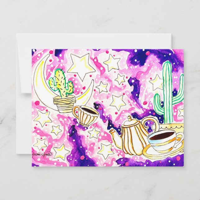 Tarjeta Pequeña Arte de Cactus (Anverso)