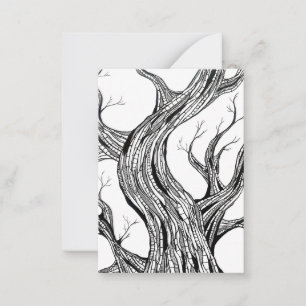Tarjeta Pequeña Arte de dibujo con pluma de árbol abstracto espelu