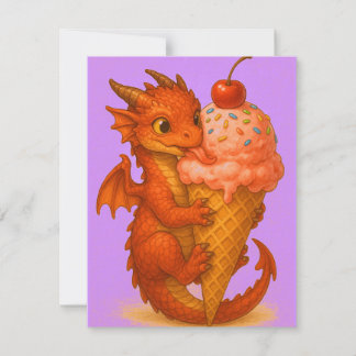 Tarjeta Pequeña Arte de fantasía con helados de dragón de fuego de