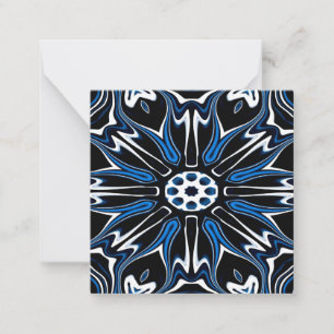 Tarjeta Pequeña Arte de flores en Estonia azul, negro y blanco