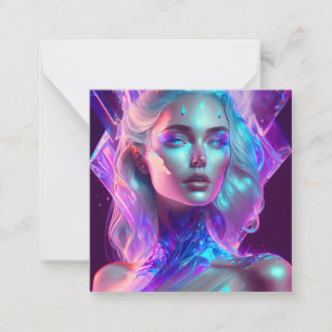 Tarjeta Pequeña Arte de IA impresionante, hermosa mujer de vidrio 
