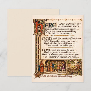 Tarjeta Pequeña Arte de manuscrito iluminado de canción wassail vi