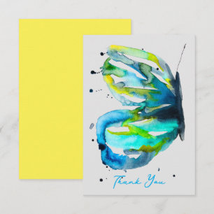 Tarjeta Pequeña Arte de mariposa acuarela azul