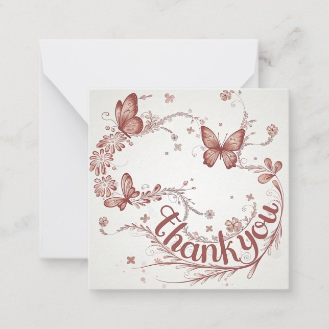Tarjeta Pequeña Arte de mariposa Gracias (Anverso)