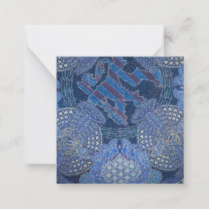 Tarjeta Pequeña Arte de mosaico ornamentado azul, Alemania