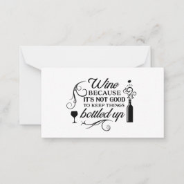 Tarjeta Pequeña arte de palabras para amantes de los vinos lindos