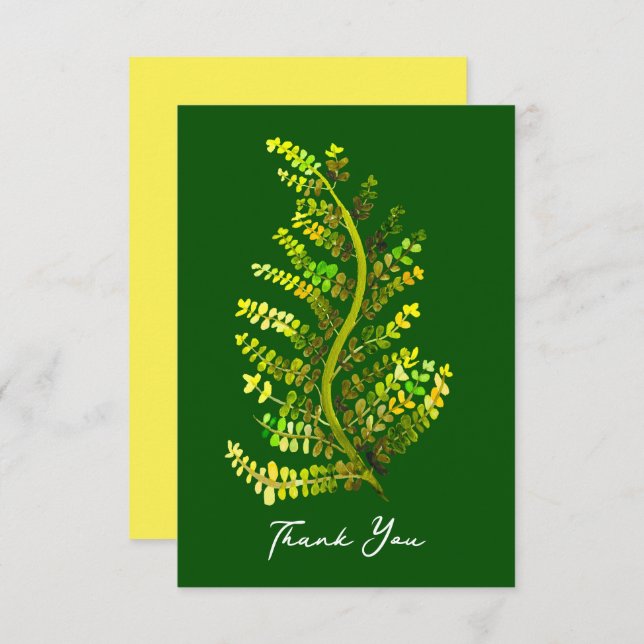 Tarjeta Pequeña Arte de plantas de hojas de helecho verde (Anverso / Reverso)