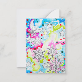 Tarjeta Pequeña Arte de Yule de copo de nieve