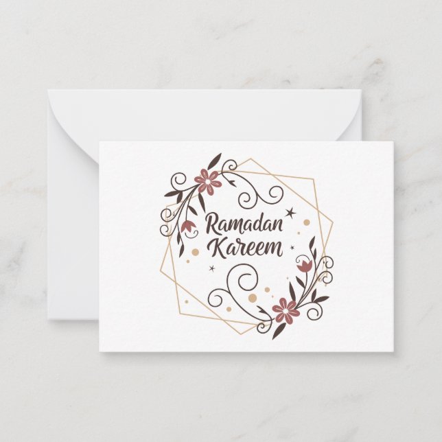Tarjeta Pequeña Arte decorativo de bendiciones de Ramadán – Elegan (Anverso)