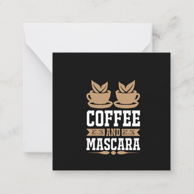 Tarjeta Pequeña Arte del Café Café y Máscara de Pestañas (Anverso)
