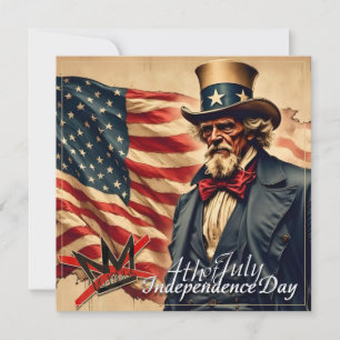 Tarjeta Pequeña Arte del Día de la Independencia del Tío Sam sin R