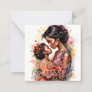 Tarjeta Pequeña Arte del Día de la Madre Amor en Estilo Acuarela