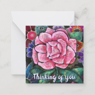 Tarjeta Pequeña Arte floral caprichoso rosa Art Nouveau botánico