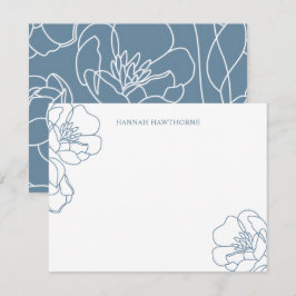 Tarjeta Pequeña Arte floral de línea moderna azul elegante persona