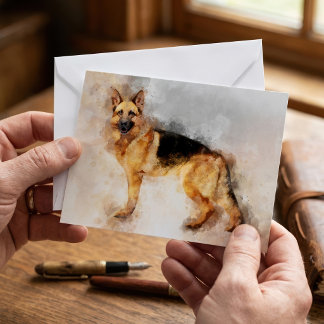 Tarjeta Pequeña Arte impreso en acuarela de perro pastor alemán