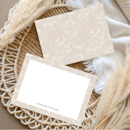 Tarjeta Pequeña Arte lineal botánico minimalista moderno beige con