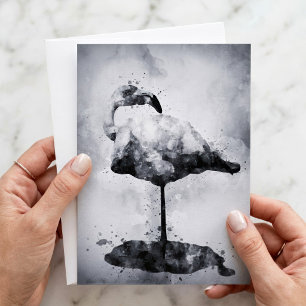 Tarjeta Pequeña Arte moderno de acuarela en negro y blanco de flam