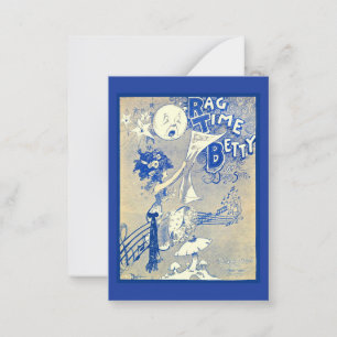 Tarjeta Pequeña Arte musical de Ragtime Betty de 1909