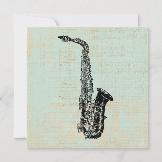 Tarjeta Pequeña Arte musical saxofónico de la Casa de la Moneda Ve (Anverso)