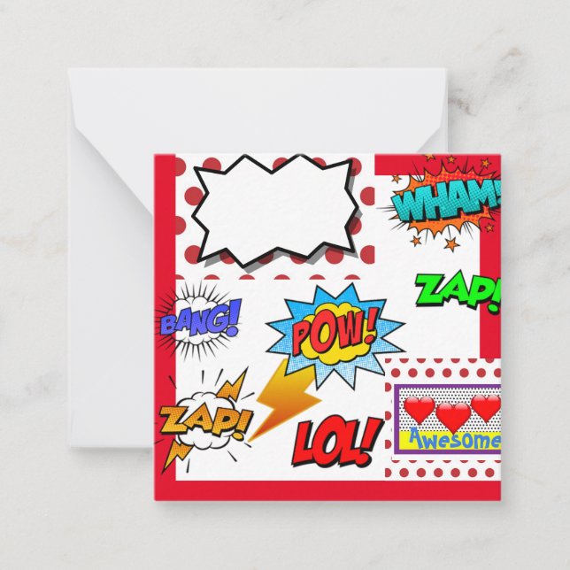 Tarjeta Pequeña Arte pop, cómic. (Anverso)