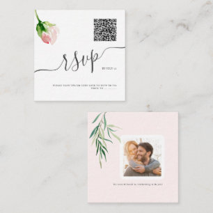 Tarjeta Pequeña ArtsApp Código QR RSVP Color de agua Rubor Rosa ro